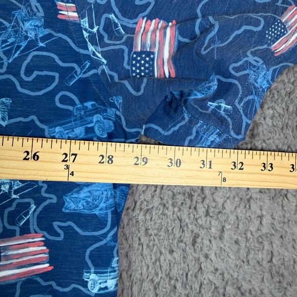 Huk Kona Shirt Mens 3XL Blue Fishing Performance Stretch Button Down Fish Flags - Picture 6 of 8